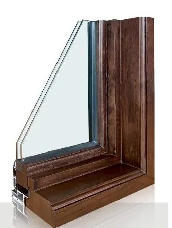 Cutaway section through a window corner showing the thermal break