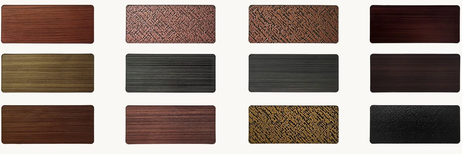 Row of aluminum finish colour swatches