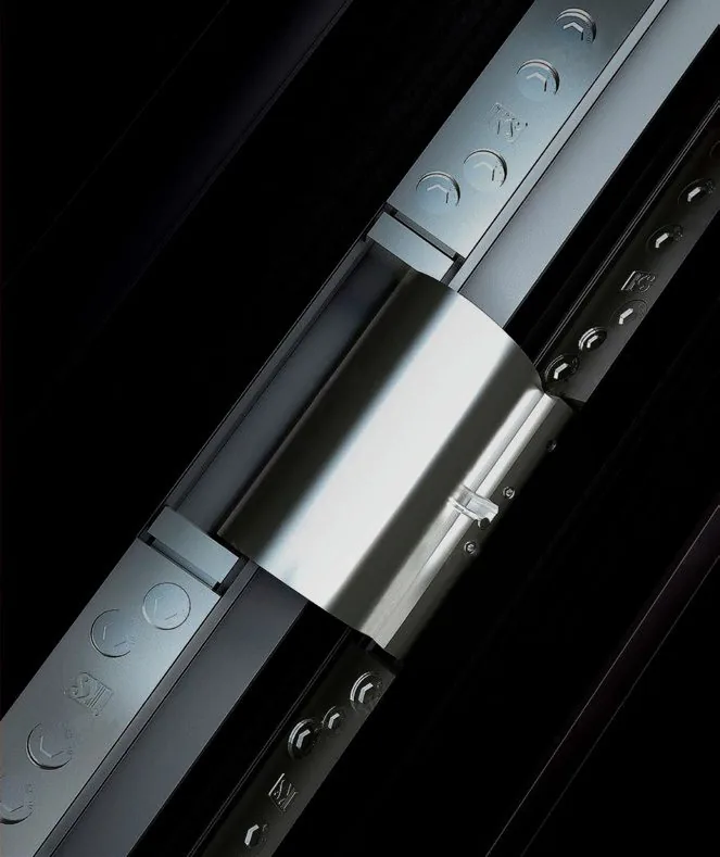 Close-up of a concealed entry door hinge