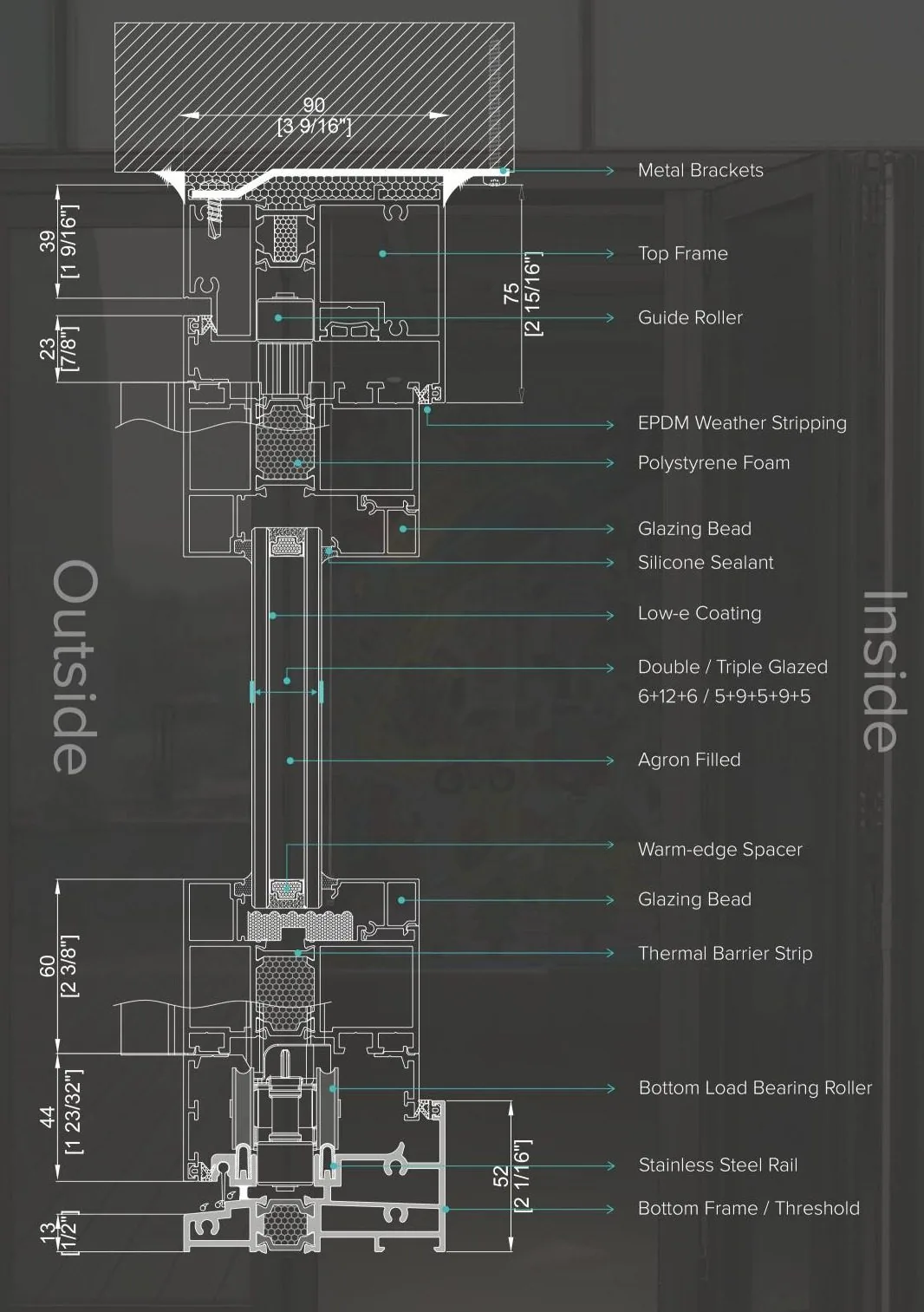 Signature Bi-Fold Door — Frame profile & section