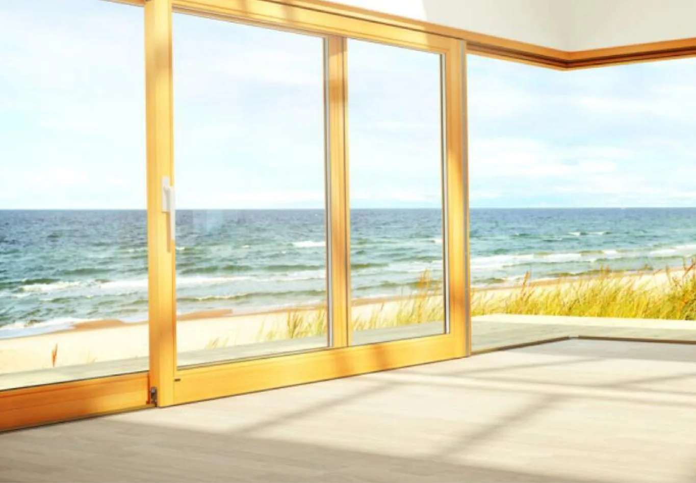 Corner multi-slide door on a coastal home