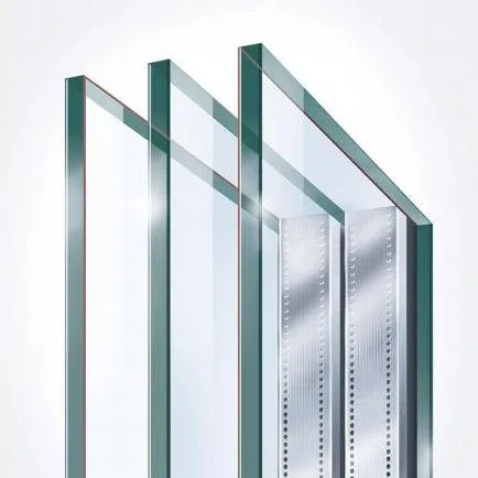 Cross-section sample of a triple glazed unit